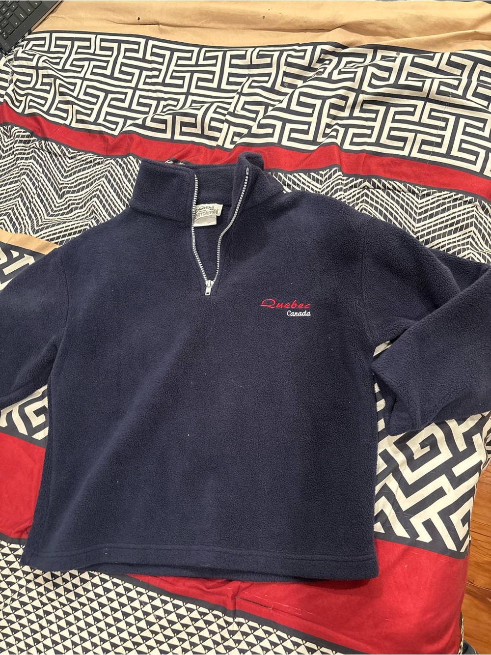 Quebec Canada Men's Navy Half-Zip Fleece Sweater